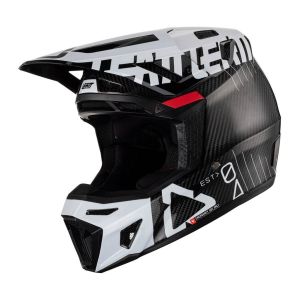 Cască Leatt 9.5 Carbon White V23 (Ochelari Velocity 6.5 cadou)